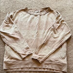 We The Free by Free People Washed Taupe Crewneck Sweatshirt- stripped